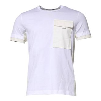 Dolce & Gabbana T-Shirts, male, White, M, White Cotton Pocket T-shirt