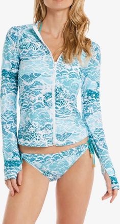 Helen Jon Beach Break Rash Guard UPF 50+ in Malibu at Nordstrom, Size X-Small