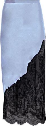 Fleur du Mal Midi-rok met kanten applicatie - Blauw