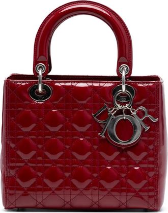 Dior 2018 Medium Patent Cannage Lady Dior satchel - Rood