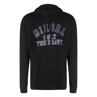 Diesel Heren Alleen de dapperen Logo Hooded T-shirt (Zwart)