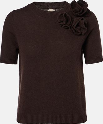 Jardin Des Orangers Floral-appliqu&eacute; wool and cashmere sweater