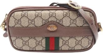 Gucci Pre-owned Ophidia GG Supreme Coated Canvas Shoulder Bag - Dames - Vintage Schoudertas - Beige - ONE Size - Leer - Vintage