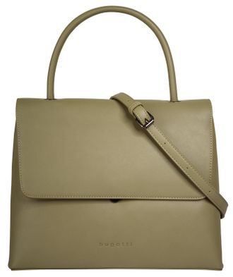 Bugatti Henkeltasche BUGATTI ILVA, Damen, Gr. B/H/T: 31cm x 24cm x 14cm onesize, oliv, Kunstfaser, leicht gl&auml;nzend, unifarben, Taschen Henkeltasche