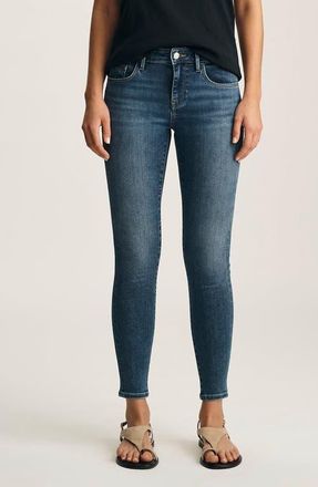 Mavi Adriana Mid Rise Skinny Jeans in Mid Brushed Supersoft at Nordstrom, Size 31 X 28