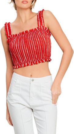 Flying Tomato Stripe Smocked Crop Top in Red/White at Nordstrom Rack, Size Medium