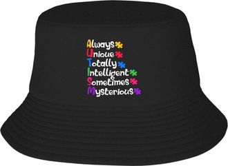 Generic Comfortable Outdoor Caps Always Unique Totally Intelligent Sometimes Mysterious Autism Bucket Hat Outdoor Sun Hats for Fishing, Teenager, Camping