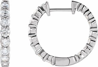 Diamond2Deal 2ct Lab-Grown Diamond Inside-Outside Hinged Hoop Earrings Clarity VS, Color F-G, 14k Gold