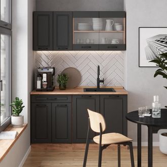 Vicco Cocina Vers&aacute;til R-line, Casa De Campo Antracita/roble Dorado, 140 Cm, Et Roble, Vicco