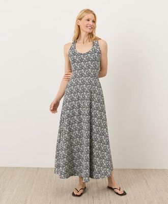 Pact Fit & Flare Open Back Maxi Dress Made With Organic Cotton in Bohemian Dreams Black at Nordstrom, Size Xx-Large