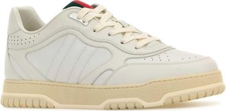 Gucci Mens White Leather Re-Web Sneakers Greatwhitegwgw