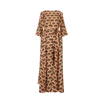 La DoubleJ Maxi Dresses, female, Brown, Size: XS Muumuu Dress Round Neck
