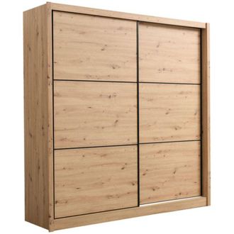 Dmora Guardaroba Grande Dugnano, Armadio Camera da Letto Appendiabiti, 5 Ripiani, Apertura Scorrevole, 213x215.5h cm Marrone Rovere Nodi