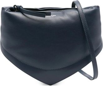 Federico Cina Tassen, Dames, Blauw, ONE Size, Leer, Marineblauwe tas met ritssluiting en handvat