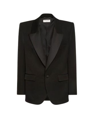 Saint Laurent Tuxedo Wool Blazer With Satin Lapel-Uomo