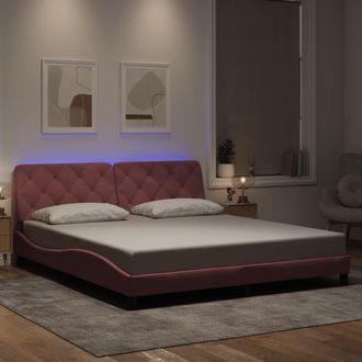 vidaXL Estructura De Cama Con Luces Led Terciopelo Rosa 180x200 Cm Vidaxl