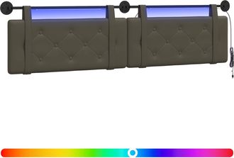 vidaXL Cabecero Colgante Con Luz Led Gris Cuero Sint&eacute;tico Vidaxl