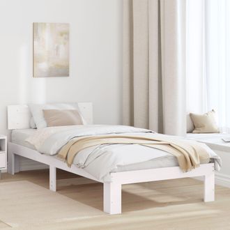 Berkfield Home Bed Frame with Headboard White 90x190 cm Solid Pine Wood