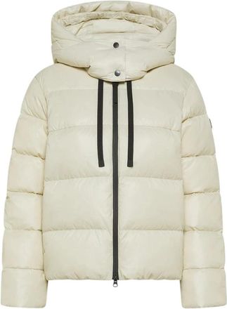 Peuterey Beige Gewatteerde Jas met Dubbele Capuchon - Dames - Winterjassen - Beige - L - Nylon - Jassen