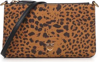 Pinko Small Leopard Suede Crossbody Bag
