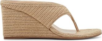 Marc Fisher Womens Udena Wedge Thong Sandal In Light Natural Raffia