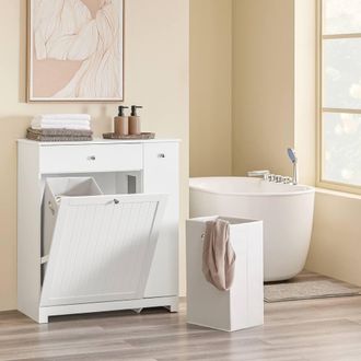 SoBuy Space-Saver Bathroom Cabinet - 1 Drawer & 2 Baskets in White
