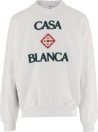 Casablanca White Crew Neck Organic Cotton Sweatshirt
