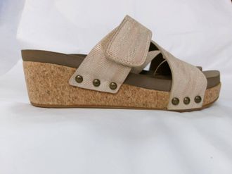Corkys Womens Zipadee Wedge Sandals In Gold Metallic