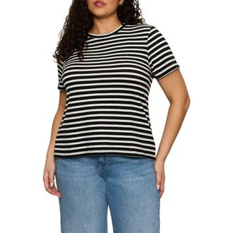 Sanctuary Perfect Stripe Relaxed Fit T-Shirt in White/Black Stripe at Nordstrom, Size 2 X