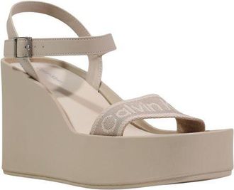 Calvin Klein Wedge Platform Sandal - Beige