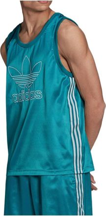 adidas Mens adidas originals Embroidered Round Neck Pullover Sleeveless Blue Vest H11436