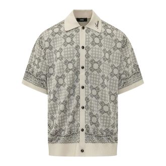 Amiri MA Quad Check Mesh Knit Shirt - male - Amiri - Polo Shirts - White - S - Tops
