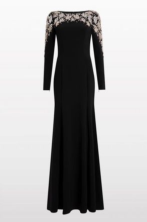 Jenny Packham Kelly Embellished Long-Sleeve Maxi Dress in Liquorice at Nordstrom, Size 14 Uk
