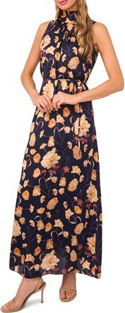 Ted Baker Sleeveless Floral Bow Back Maxi Dress in Baritone Blue at Nordstrom, Size 14