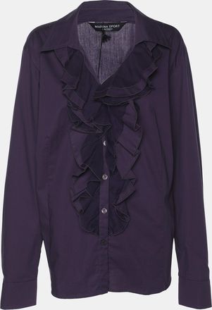 Marina Rinaldi Marina Sport By Marina Rinaldi Stretch Cotton Ruffle Blouse