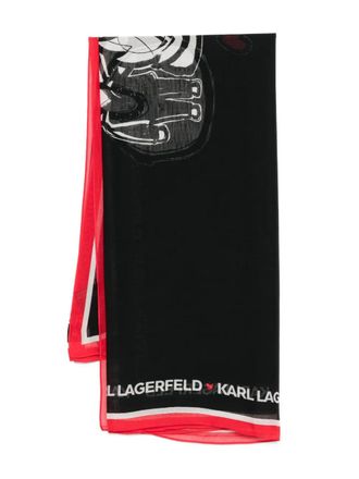 Karl Lagerfeld logo-print scarf - Zwart