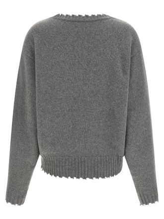 Nude Frayed-Hem Cashmere Sweater - Gray