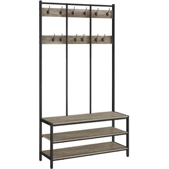 Yaheetech Yaheetech Zapatero Entrada Recibidor Recibidor Perchero De Industrial Con 12 Ganchos Dobles Perchero De Pie Para Sala De Estar 100&times;40&times;185cm Gris