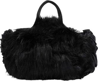 Simone Rocha Embellished Mini Faux Fur Double Ribbon Rosette Bag - Dames - Mini tas - Zwart - ONE Size - Polyester - Tassen
