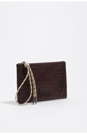 Bimba & Lola Large Leather Palms Make-Up Case in Dark Brown at Nordstrom
