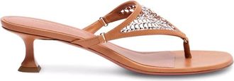 Amina Muaddi Stijlvolle Muiltjes in Kamel Latte - Dames - Muiltjes - Beige - 39 1/2 EU - Schoenen