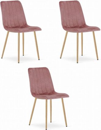 OEM Silla Lava - Terciopelo Rosa / Patas Color Madera X 3
