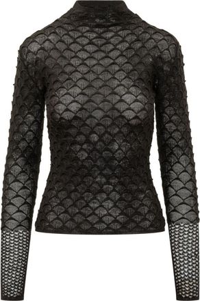 Lanvin Black Textured Mock Collar Sweater