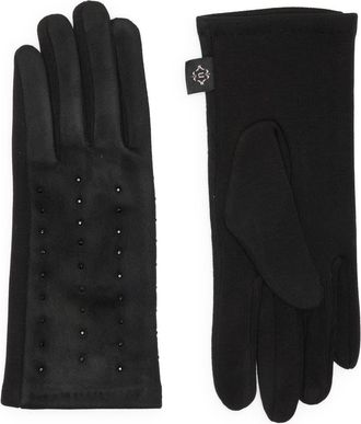 Nanette Lepore Rhinestone Knit Gloves in Black at Nordstrom Rack