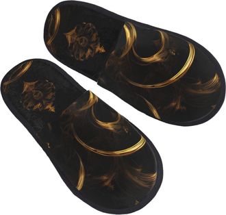 Generic Gold Black Wallpaper Women Men House Shoes Fuzzy Shoes Lightweight House Slippers For Outdoor Winter Indoor L