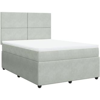 vidaXL Vidaxl - Cama Box Spring Con Colch&oacute;n Terciopelo Gris Claro 160x200 Cm