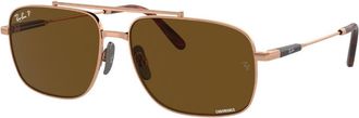 Ray-Ban MICHAEL TITANIUM Polarized Brown Navigator Unisex Sunglasses RB8096 9266AN 59