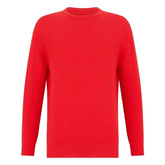 Fedeli Round-neck Knitwear, male, Red, Size: L Red sweater with long sleeves, guaranteed comfort