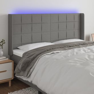 vidaXL Cabecero Con Led De Tela Gris Oscuro 183x16x118/128 Cm Vidaxl