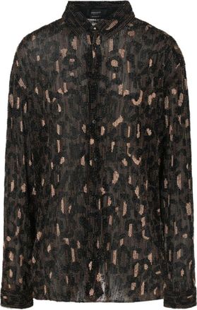 Versace Beaded Embellished Animal Patterned Shirt